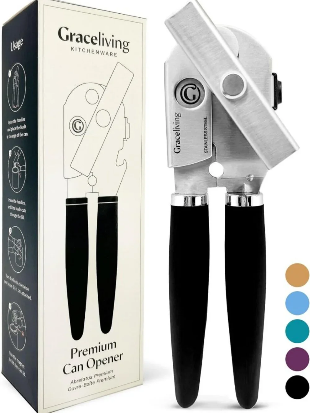 Heavy Duty Magnetic Can & Bottle Opener - Stainless Steel, Easy Turn Knob